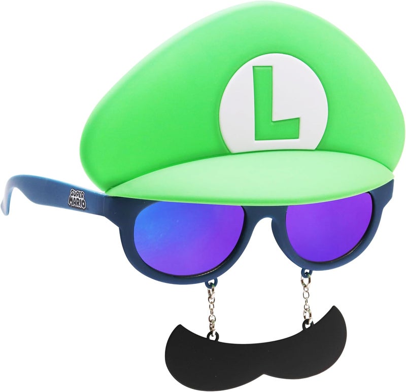 Sun-Staches Official Super Mario Sunglasses | Mario Luigi Peach Bowser Yoshi Wario or Waluigi Costume Accessory | Fits Most - Image 1